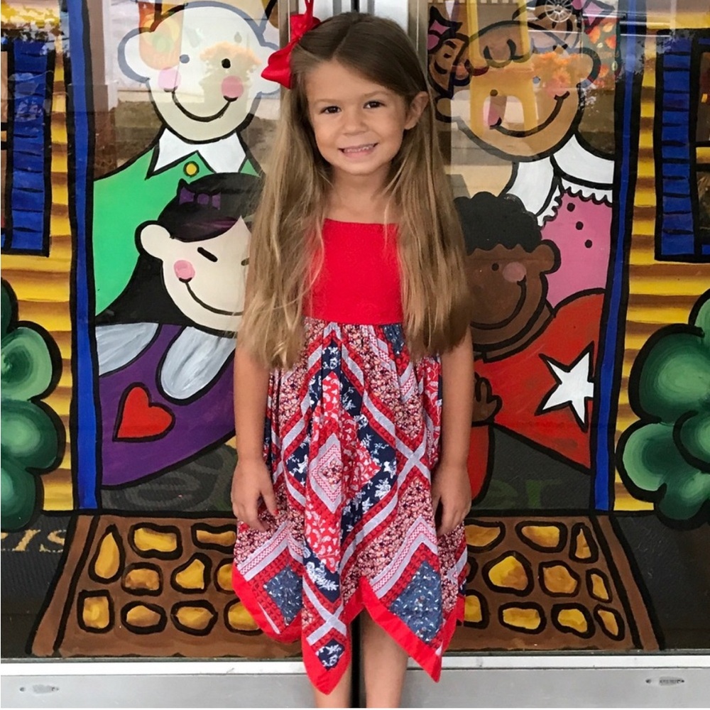 Blueberi Blvd Bandana Hankerchief Hem Sundress Festive 4th of July 4T - Picture 9 of 9